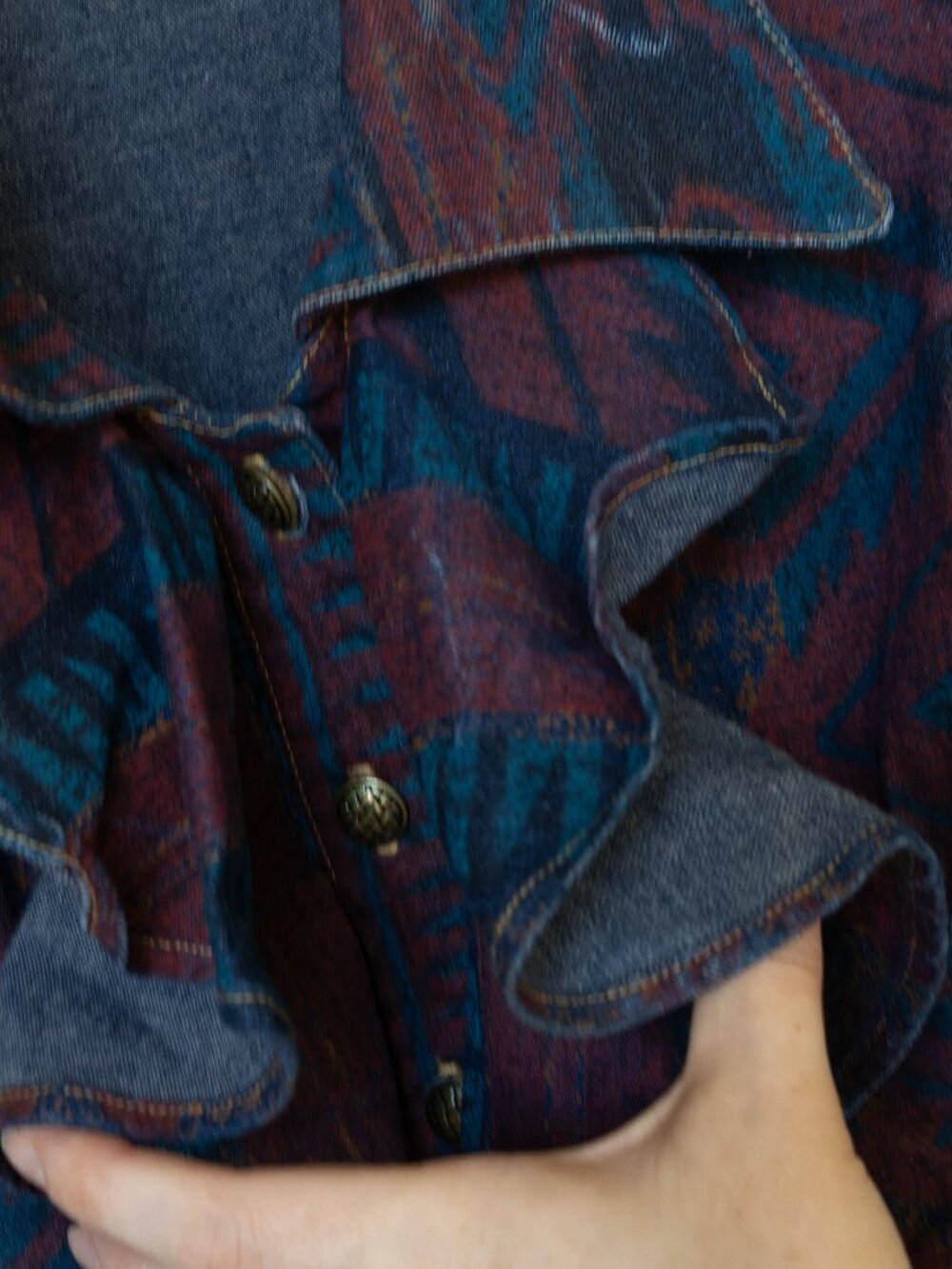 Vintage 80s Crop Top RUFFLE Front Southwest Rodeo Cowgirl Jacket Long Sleeve - Picture 6 of 11